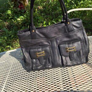 black leather with gold hardware ralph lauren purse